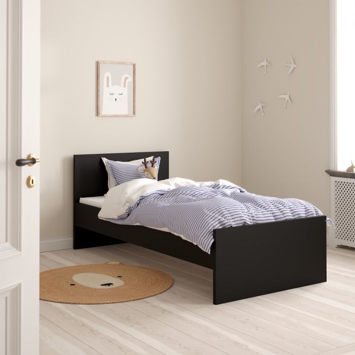 Naia Single Bed Frame 3ft (90x190cm) in Black Matt Finish