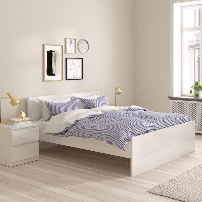Naia Double Bed Frame 4ft6 (140 x 190cm) in White High Gloss Finish