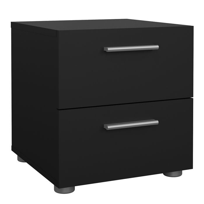 Pepe 3 Piece Bedroom Furniture Set – 2 Drawer Bedside, 4 Drawer Chest & 2 Door Wardrobe in Black