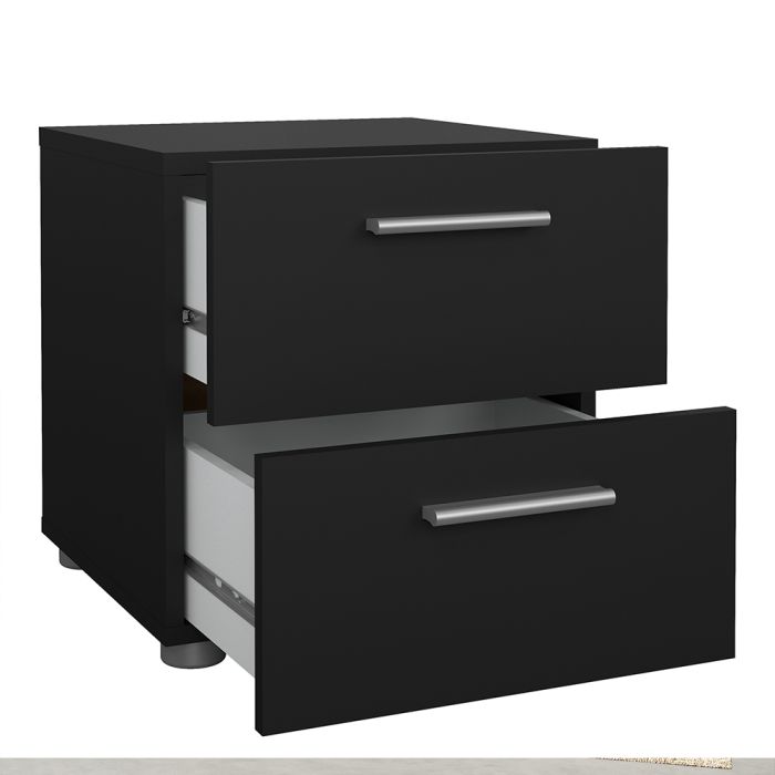 Pepe 3 Piece Bedroom Furniture Set – 2 Drawer Bedside, 4 Drawer Chest & 2 Door Wardrobe in Black