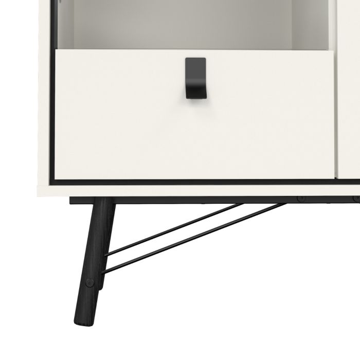 China Cabinet with 1 Door, 1 Glass Door & 1 Drawer in Matt White – Ry Collection