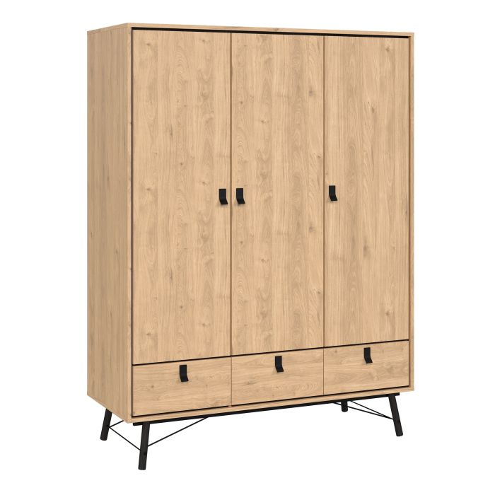 Ry Wardrobe – 3 Doors & 3 Drawers in Jackson Hickory Oak Finish