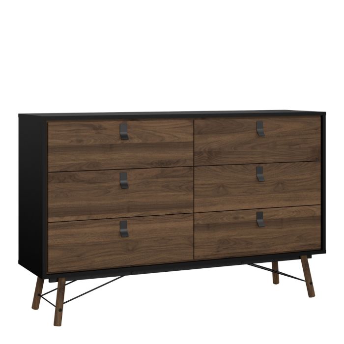 Ry Wide Double Chest 6 Drawers Matt Black Walnut finish – Luxe Realms