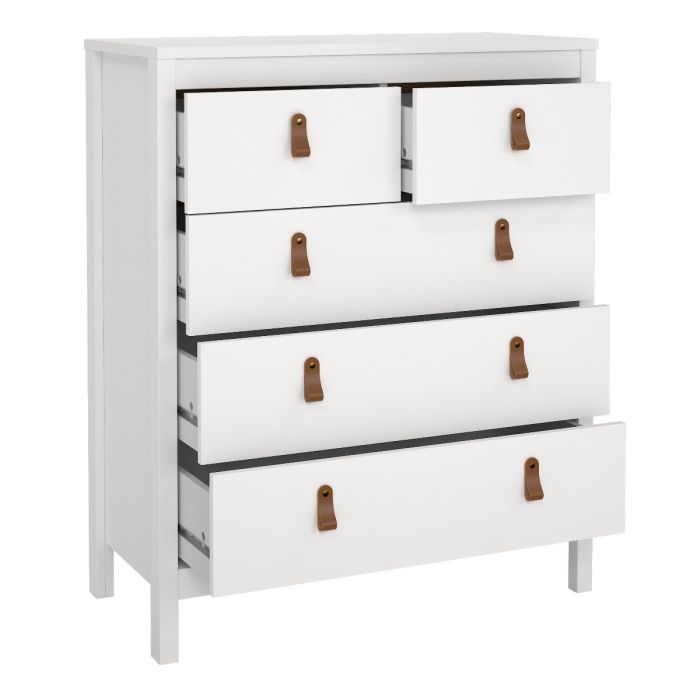 Barcelona 3 Piece Bedroom Furniture Package – 2 Drawer Bedside, 5 Drawer Chest & 2 Door Wardrobe in White