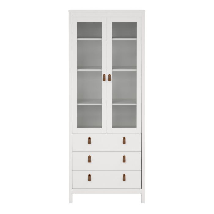 Barcelona China Cabinet with 2 Glass Doors and 3 Drawers in White Finish