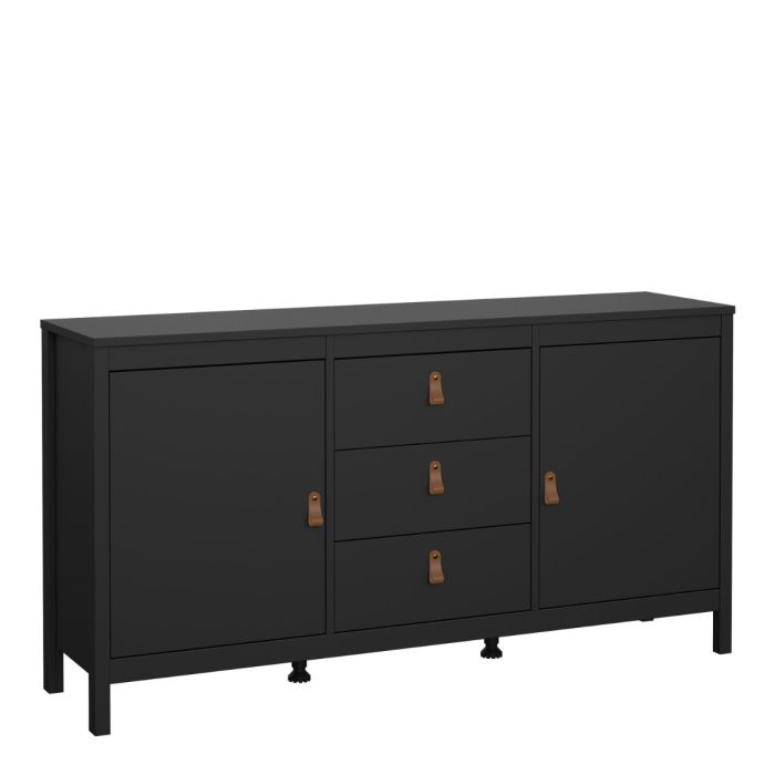 Barcelona Sideboard – Matte Black with 2 Doors & 3 Drawers