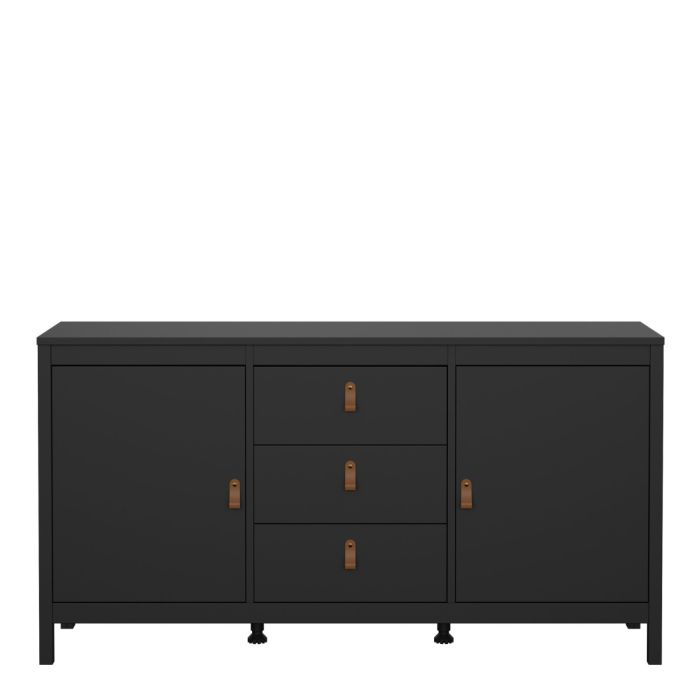 Barcelona Sideboard – Matte Black with 2 Doors & 3 Drawers