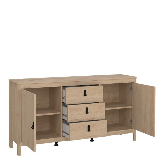 Barcelona Sideboard – Hickory Oak with 2 Doors & 3 Drawers
