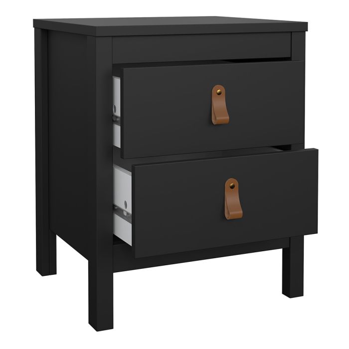 Barcelona 3 Piece Bedroom Furniture Package – 2 Drawer Bedside, 5 Drawer Chest & 2 Door Wardrobe in Matt Black