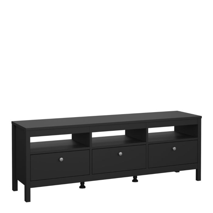 Madrid TV Unit with 3 Drawers in Matte Black Finish