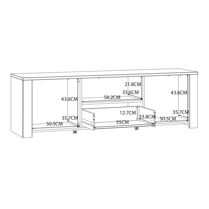 Bohol TV Unit with 2 Doors and 1 Drawer in White and Oak Finish