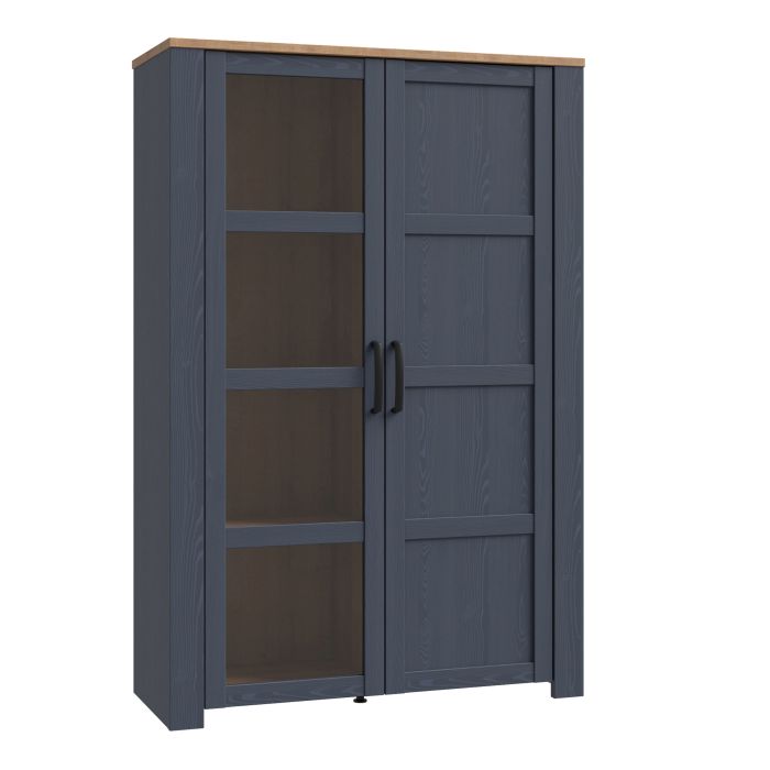 Bohol Display Cabinet with 2 Doors in Navy and Oak Finish