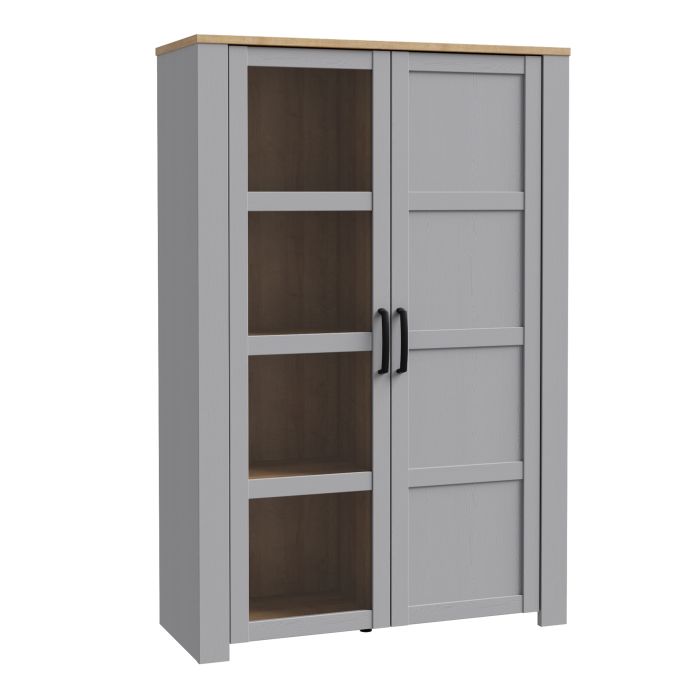 Bohol Display Cabinet 2 Door in Grey and Oak