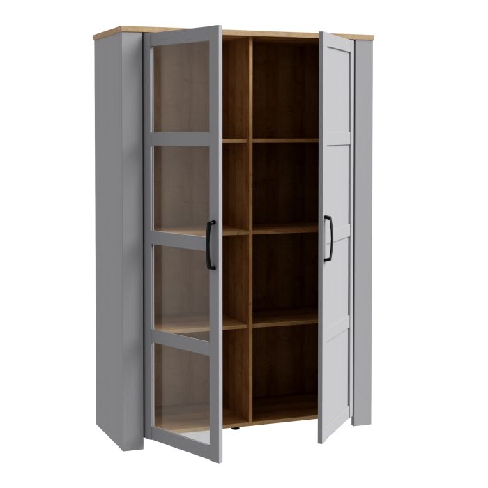 Bohol Display Cabinet 2 Door in Grey and Oak