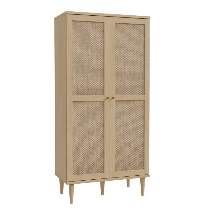 Calasetta Display Cabinet with 2 Doors in Natural Rattan Finish