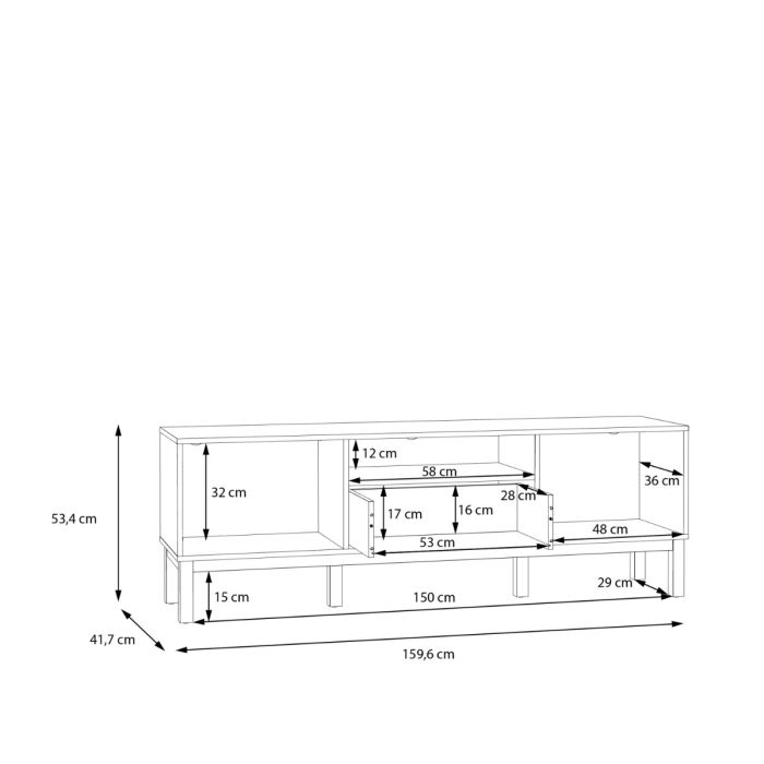 Wensley TV Unit with 2 Doors, 1 Drawer and LED Lighting in Light Grey & Oak Finish