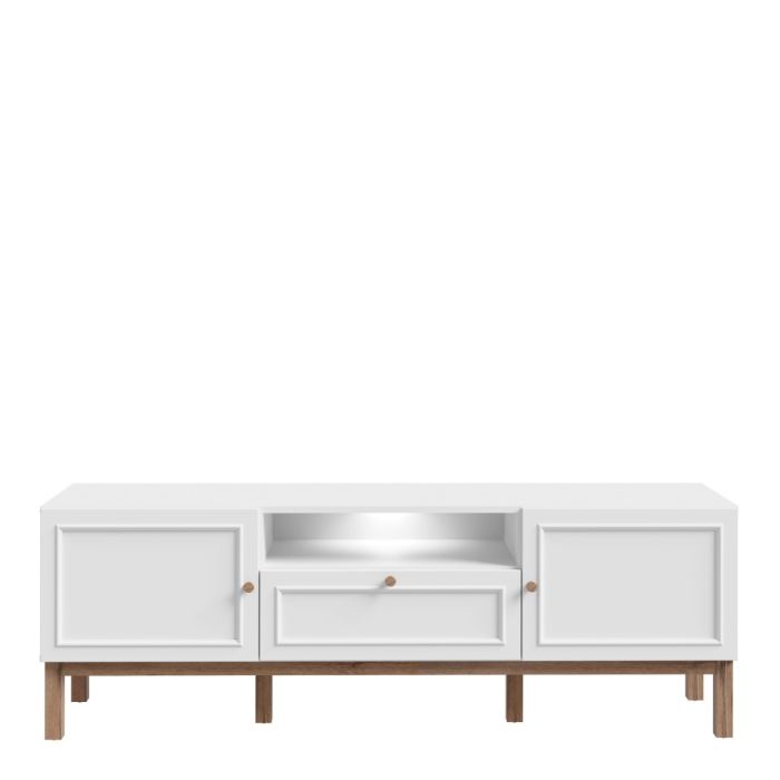 Wensley 2 Door 1 Drawer TV Unit in Light Grey and Oak