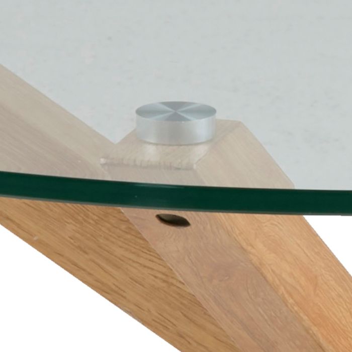 Heaven Circular Coffee Table with Smoked Glass Top and Oak Base