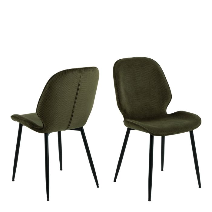 Femke Dining Chairs in Olive Green – Set of 4