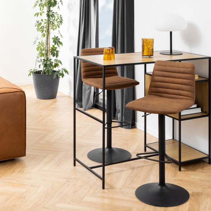 Brown Fabric Bar Stools – Set of 2 – Kimmy Collection