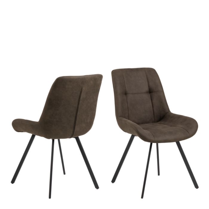 Waylor Dining Chair in Anthracite Fabric, Set of 2