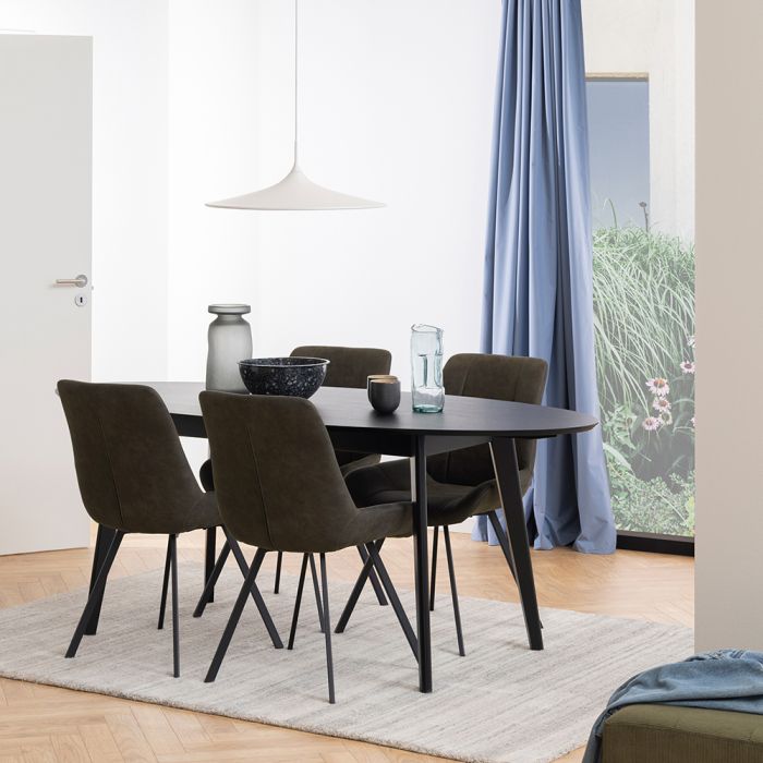 Waylor Dining Chair in Anthracite Fabric, Set of 2