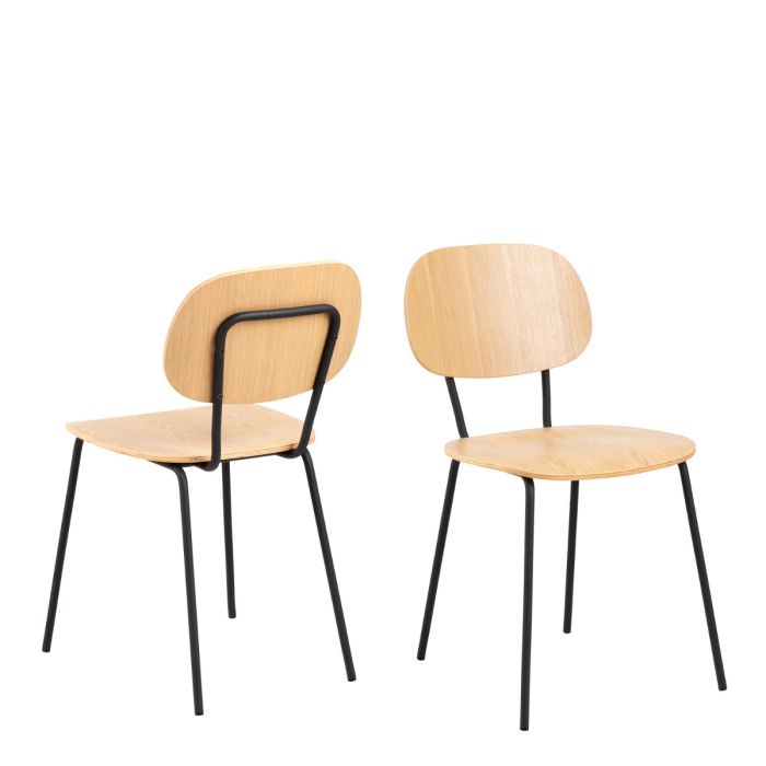 Amira Dining Chair in Oak, Set of 2