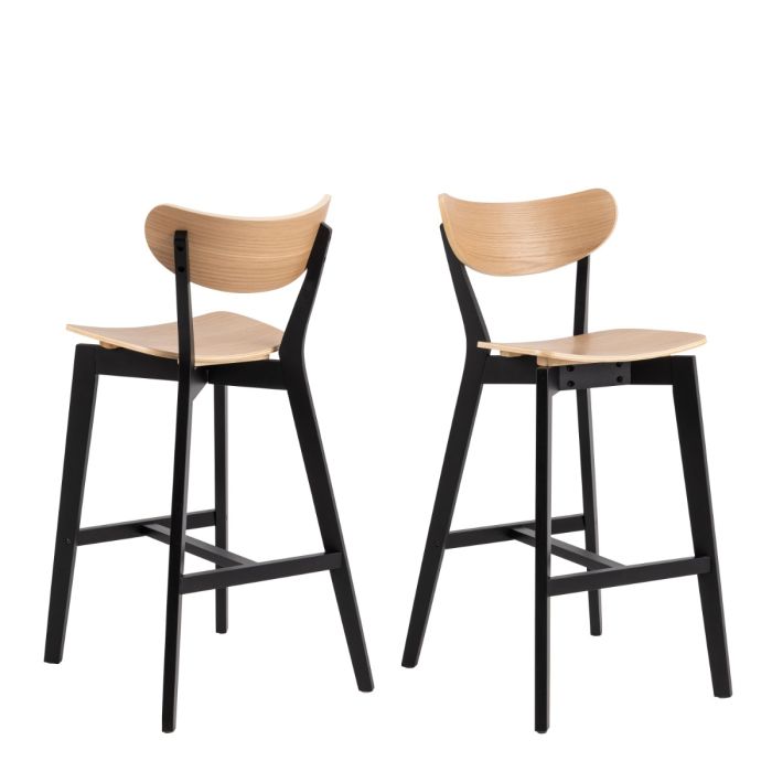 Bar Stools in Black & Oak – Set of 2 – Roxby Collection