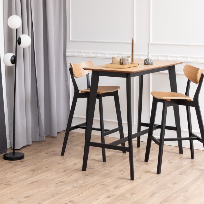Bar Stools in Black & Oak – Set of 2 – Roxby Collection