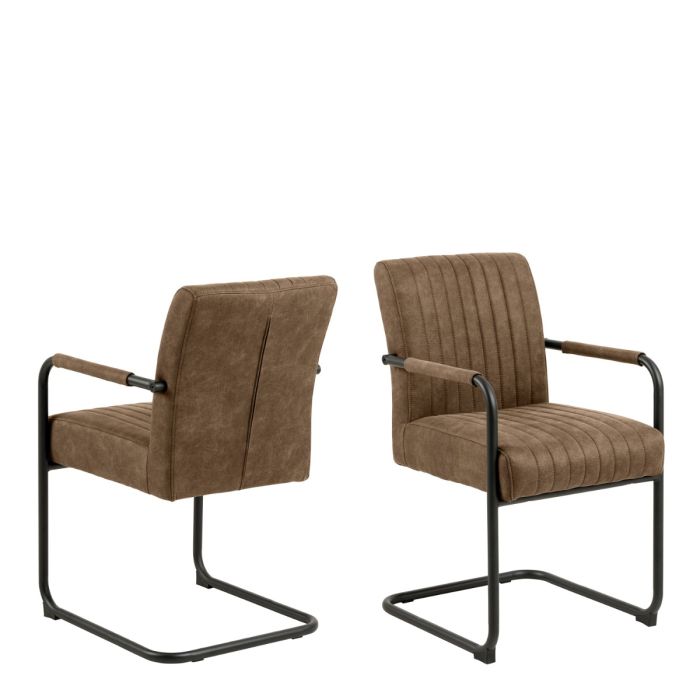 Adele Dining Chairs in Light Brown Fabric – Set of 2