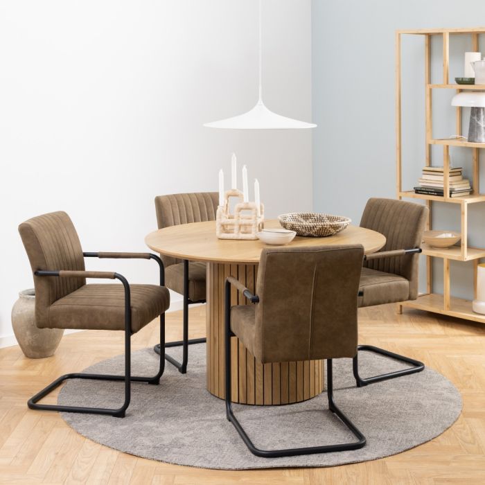 Adele Dining Chairs in Light Brown Fabric – Set of 2
