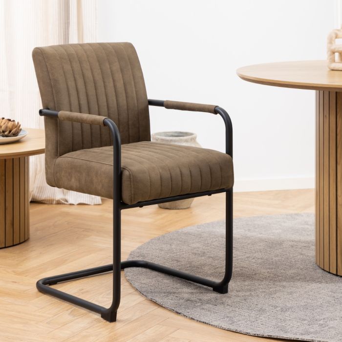 Adele Dining Chairs in Light Brown Fabric – Set of 2