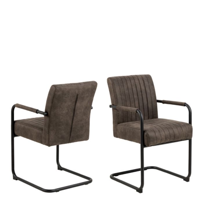 Adele Dining Chairs in Grey Fabric – Set of 2