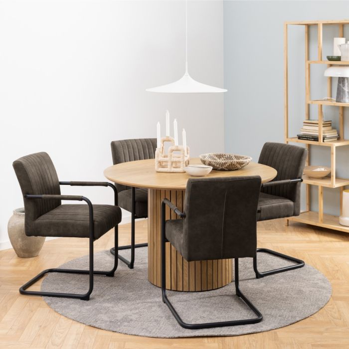 Adele Dining Chairs in Grey Fabric – Set of 2