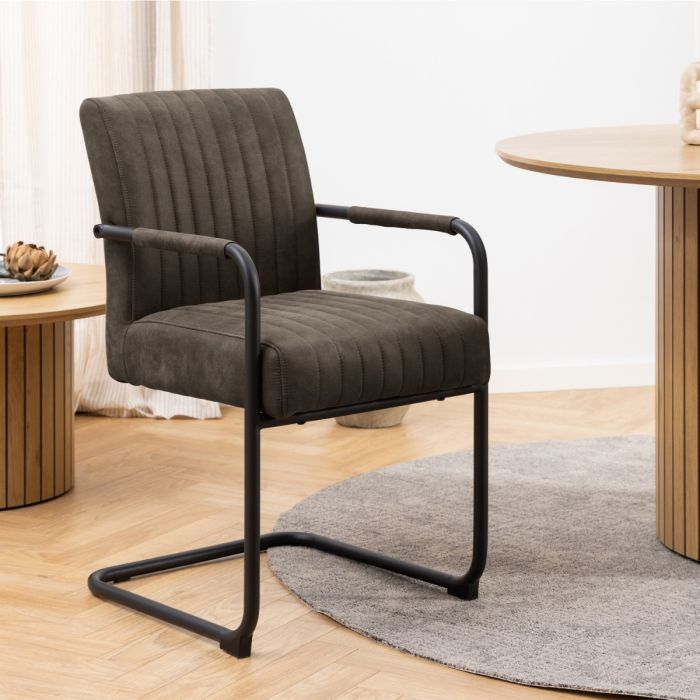 Adele Dining Chairs in Grey Fabric – Set of 2