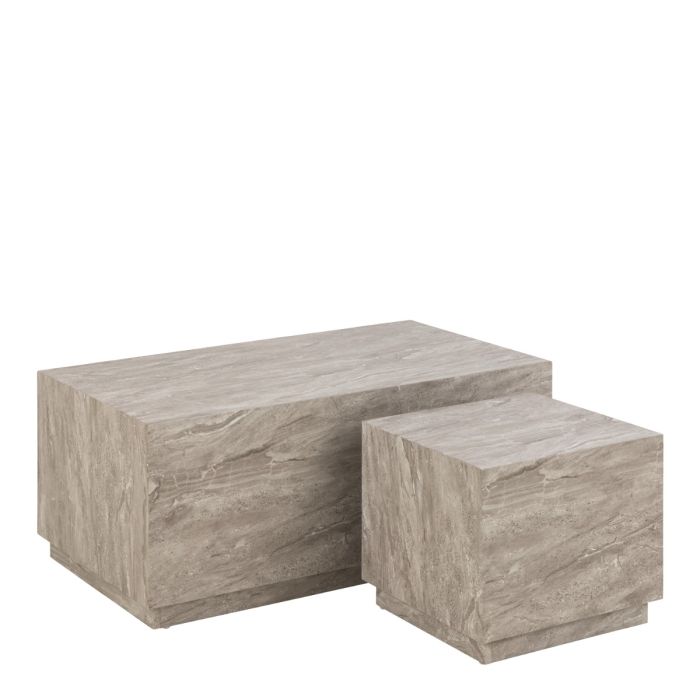 Dice Coffee Table Set in Grey Marble Effect Finish