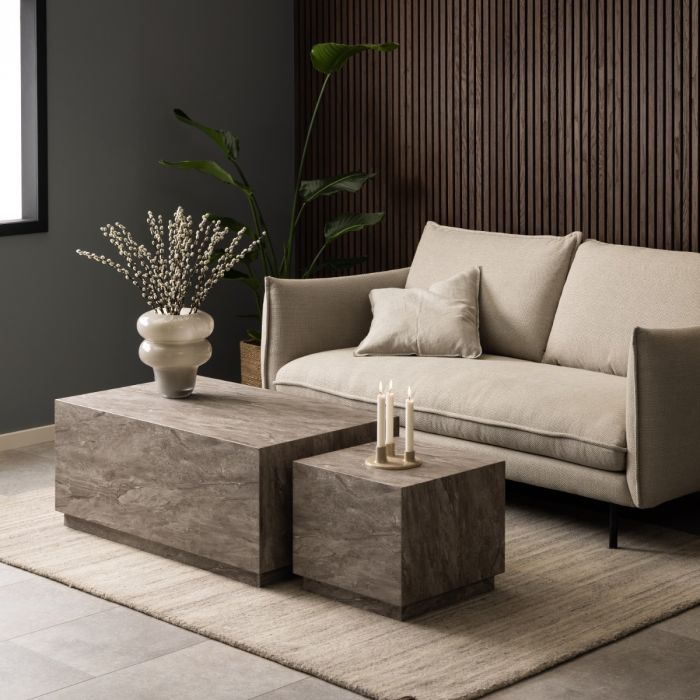 Dice Coffee Table Set in Grey Marble Effect Finish