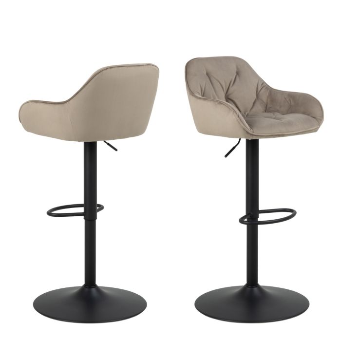 Beige Swivel Bar Stools – Height Adjustable – Set of 2 – Brooke Collection