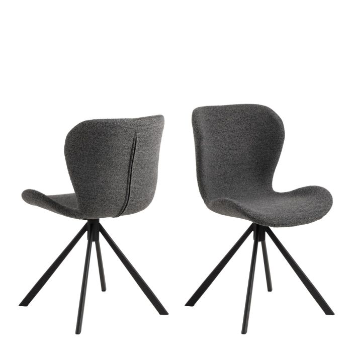 Batilda Swivel Dining Chairs in Grey Fabric – Set of 2