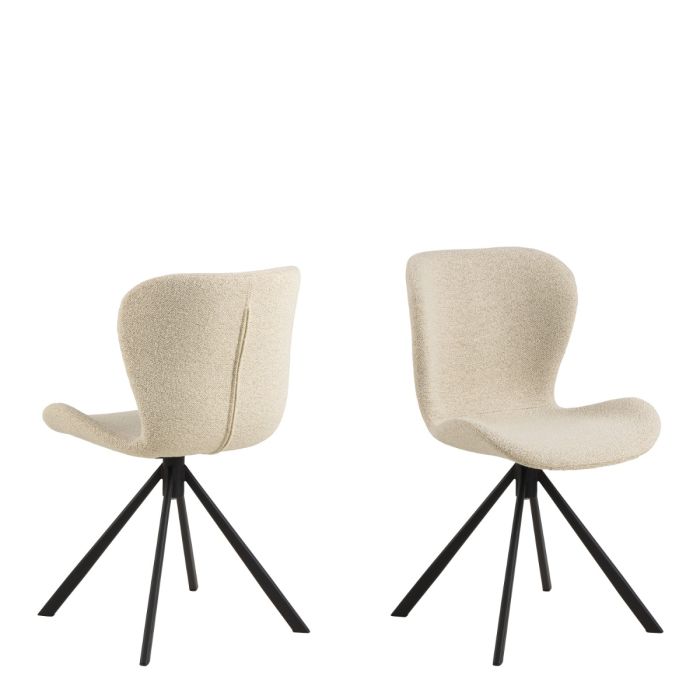Batilda Swivel Dining Chairs in Cream Fabric – Set of 2