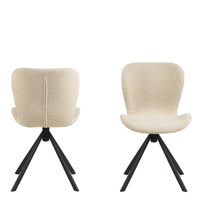 Batilda Swivel Dining Chairs in Cream Fabric – Set of 2