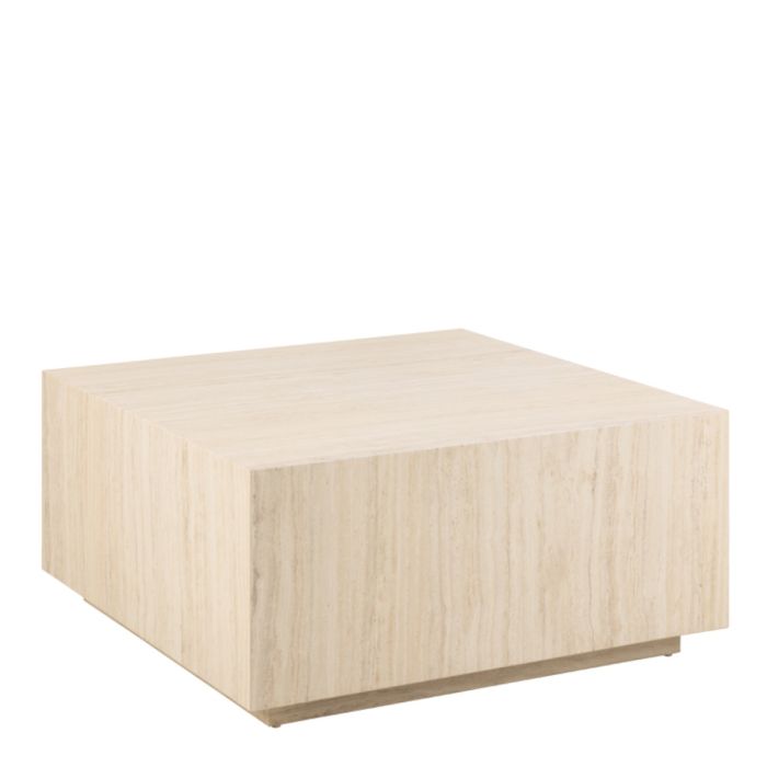 Dice Square Coffee Table in Light Travertine Finish
