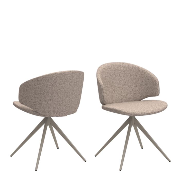 Ella Swivel Dining Chair in Beige Fabric Upholstery