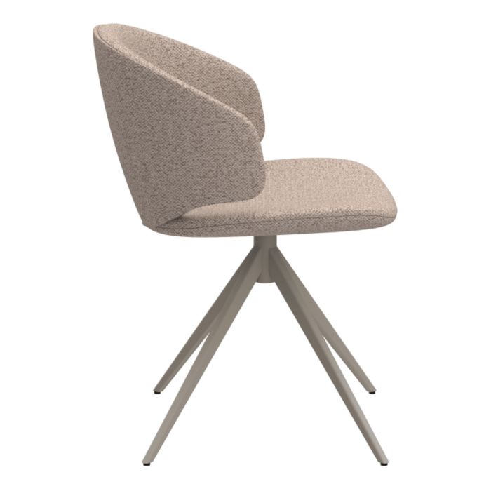 Ella Swivel Dining Chair in Beige Fabric Upholstery