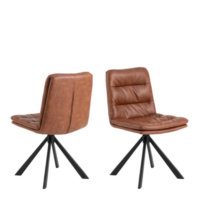 Dean Brandy PU Swivel Dining Chairs – Set of 2