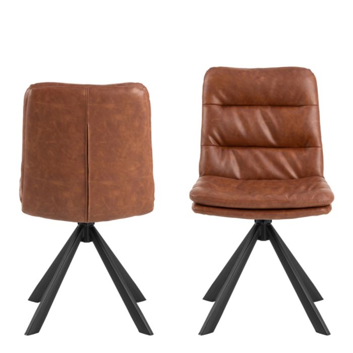 Dean Brandy PU Swivel Dining Chairs – Set of 2