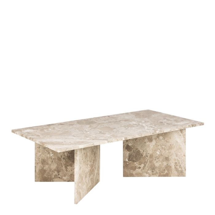 Vega Round Coffee Table with Brown Marble Top – 90cm