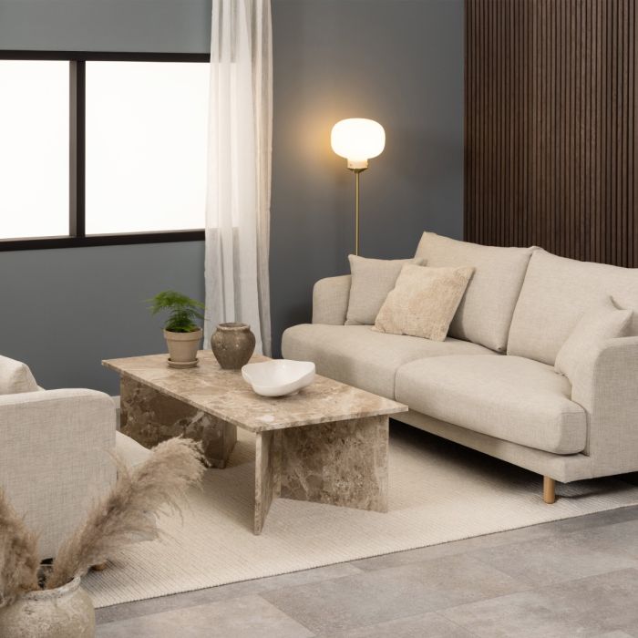 Vega Round Coffee Table with Brown Marble Top – 90cm
