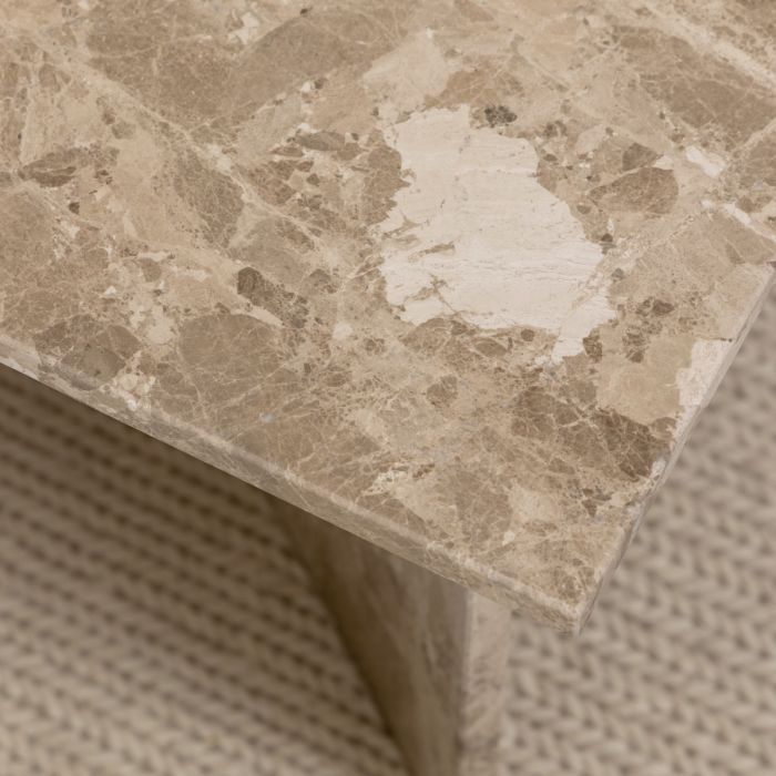 Vega Round Coffee Table with Brown Marble Top – 90cm