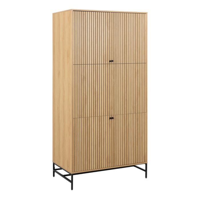 Albany Wardrobe – 4 Door Modern Storage in Black and Oak Finish